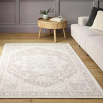 Vintage Effect Neutral Rug | 160x230cm | Vintage Living Room Bedroom Area Rug Ca