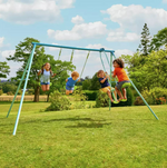 TP Toys Kids Double Swing Set With Glide Ride | Outdoor Playset 4 Seater Garden