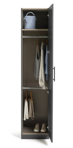 Munich Panelled 1 Door Wardrobe - Anthracite | Tall Slim Storage Cabinet