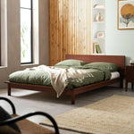 Akio Double Wooden Platform Bed Frame - Walnut | Platform bed frame double