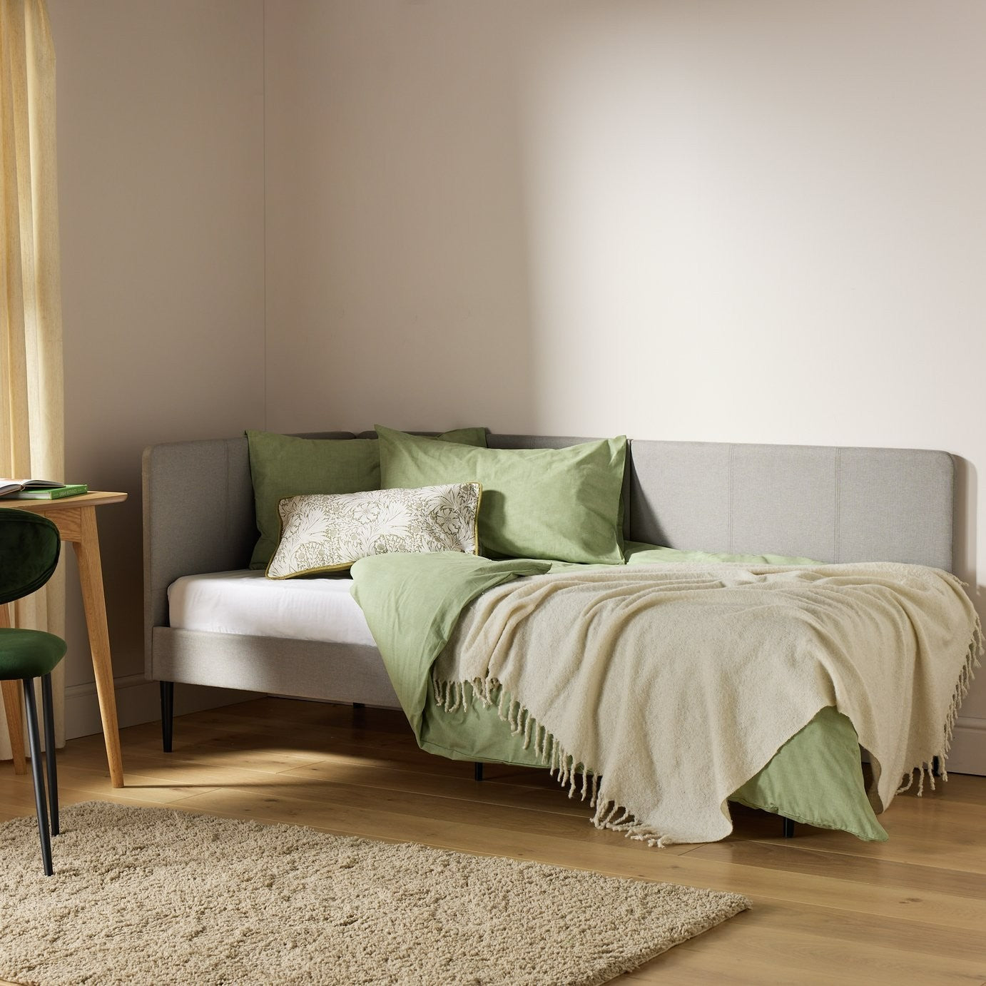 Home Kristopher Single Corner Day Bed - Grey | Practical Guest Setup
