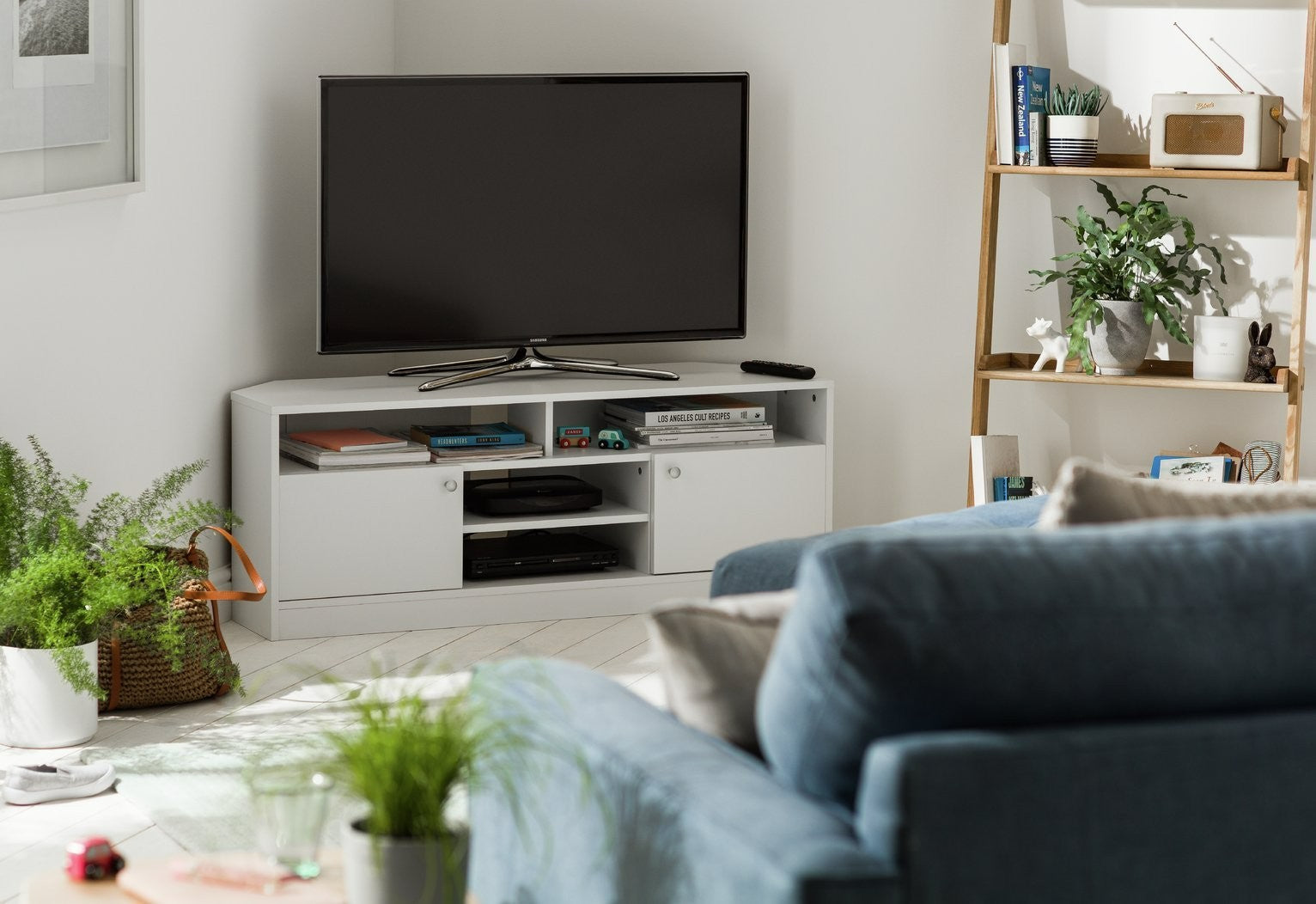 Home Corners 2 Door TV Unit - White | TV Stand with Storage