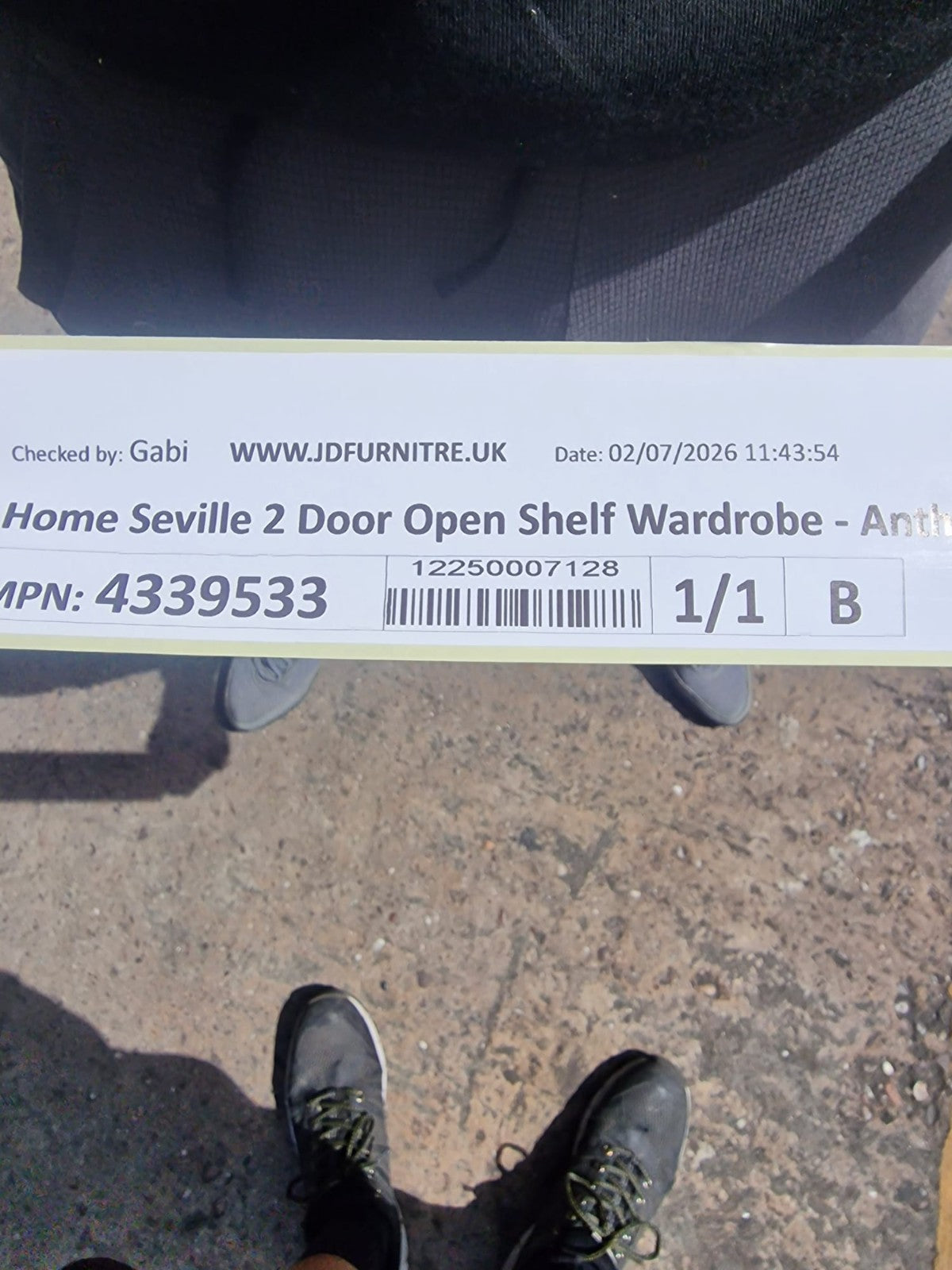 Home Seville 2 Door Open Shelf Wardrobe - Anthracite (B Grade)