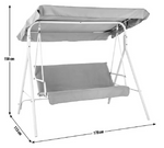 Home 3 Seater Metal Garden Swing Chair Grey | Outdoor Patio Swing Seat Furniture
