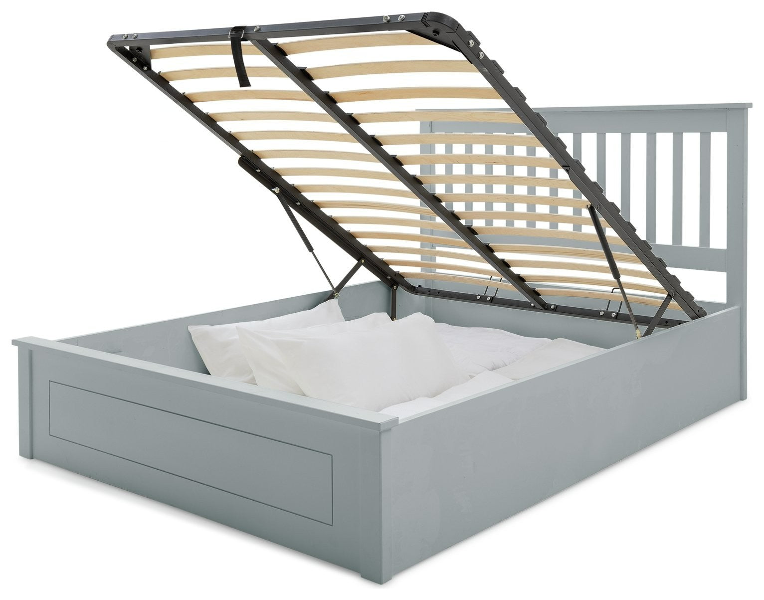 Aspley Kingsize Wooden End Lift Ottoman Bed- Grey |Space Saving Sleep Solution