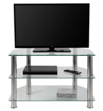 Matrix Glass Corner TV Unit - Clear & Chrome