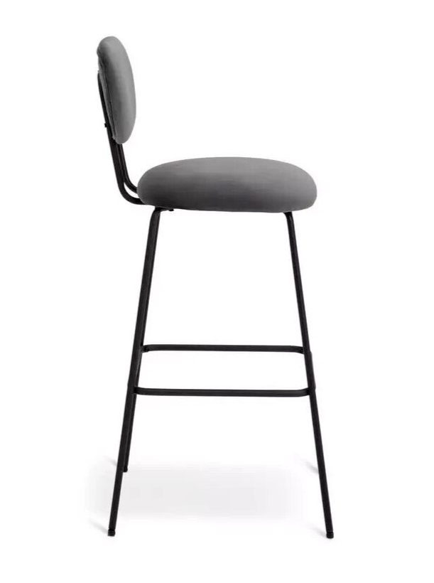 Habitat Ariana Pair of Velvet Bar Stools - Dark Grey | Luxurious Comfy Seating