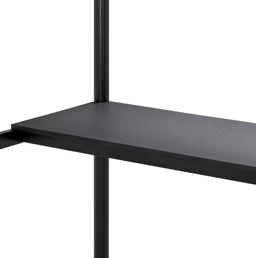Riley High Sleeper Metal Bed Frame with Desk Black | Kids Loft Bed Furniture