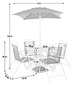 Home Atlantic 4 Seater Folding Metal Patio Set - Black | Outdoor Garden Dining