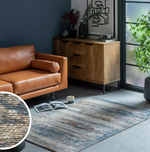 Distressed Abstract Blue Rug 120x170cm | Modern Living Room Floor Rug Carpet