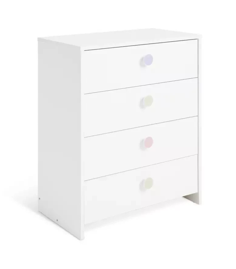 Home Juno 4 Drawer Chest White | Bedroom Storage Furniture Unit