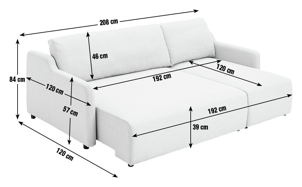 Stanley Fabric 3 Seater Sofa Bed - Natural | Sofa Bed's Smart Design