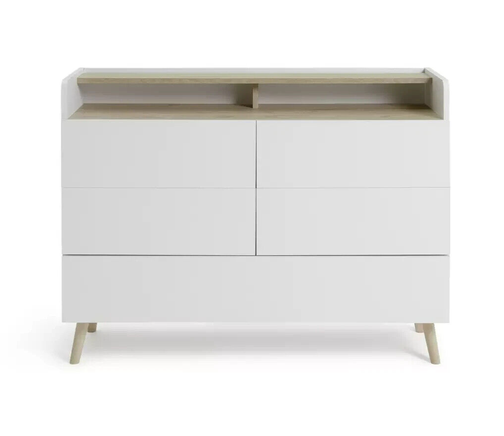 Habitat Skandi 4+1 Drawer Chest - White Two Tone