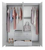 Home Malibu 4 Door 3 Drawer Mirror Wardrobe - Grey (B Grade)