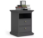 Paris 2 Drawer Bedside Table - Grey