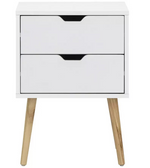 GFW Nyborg 2 Drawer Bedside Table White | Bedroom Nightstand Storage Furniture