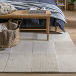 Checkerboard Natural Wool Cut Pile Rug - 170x120cm
