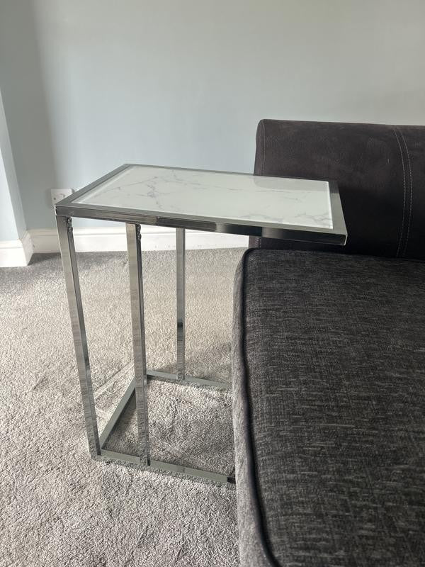Boutique C Shaped Table Marble Effect | Side Table Sofa End Table Furniture