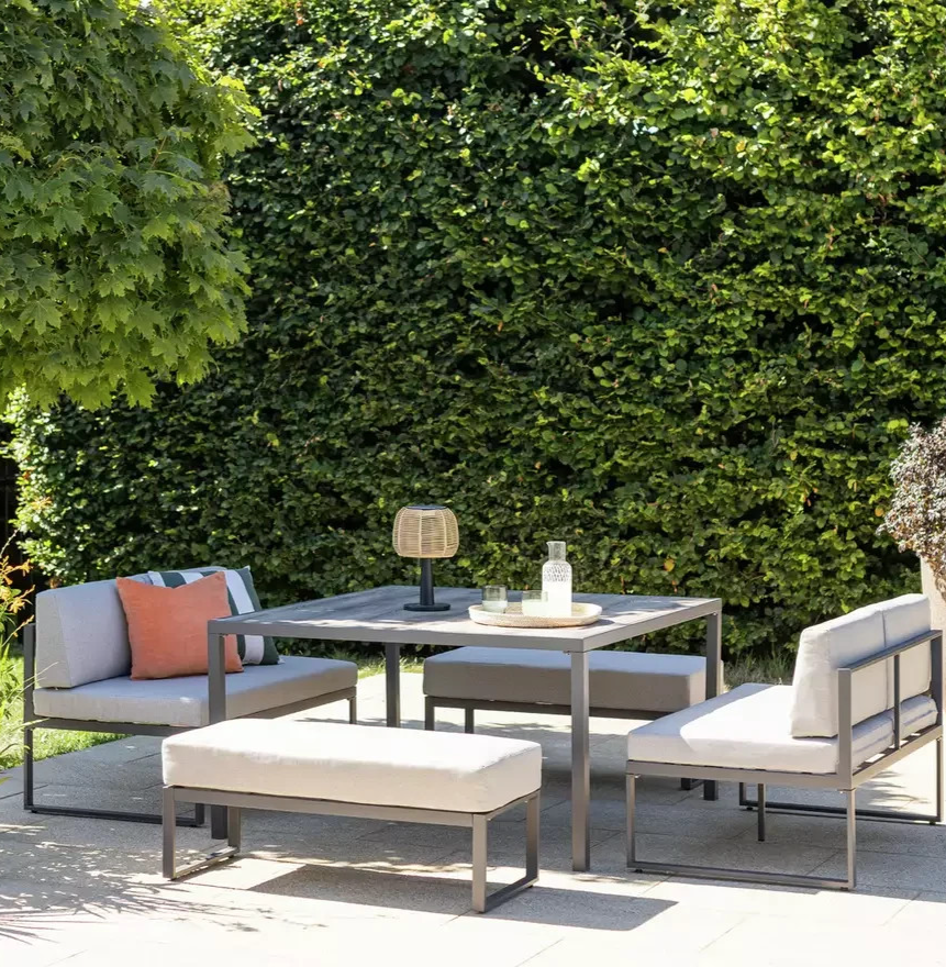 Colmar 8 Seater Space Saving Metal Patio Set-Grey (B GRADE)