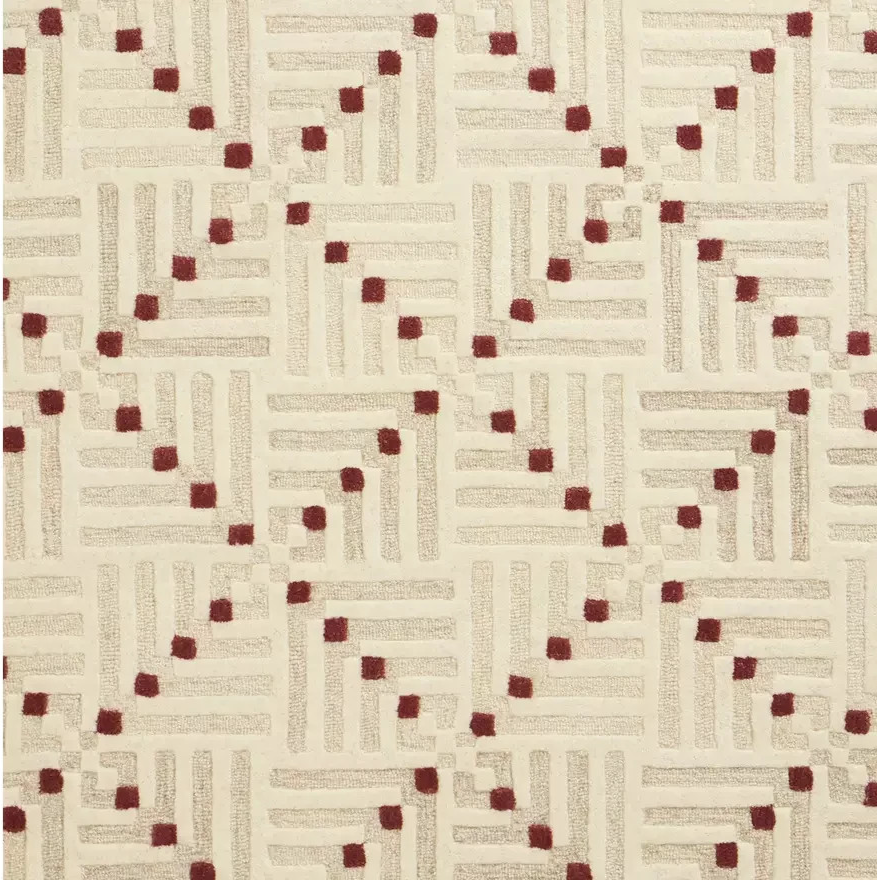 Crosshatch Square Beige Wool Rug | 160x230cm | Modern Living Room Floor Carpet A