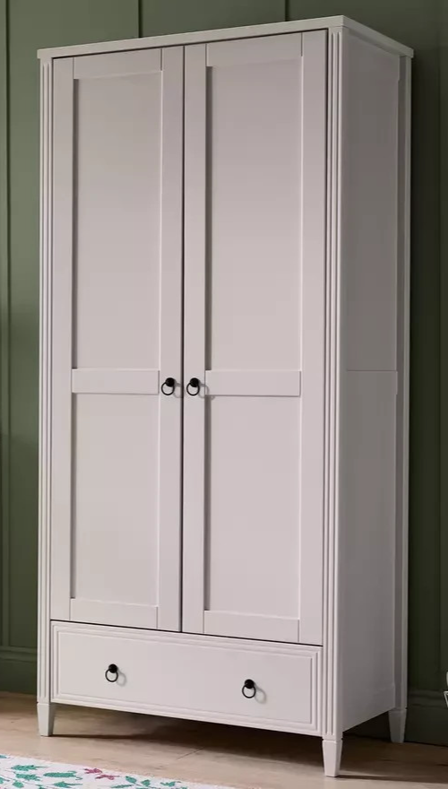 Lucie 2 Door 1 Drawer Wardrobe - Off White (B GRADE 1074)