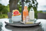 Seychelles 6 Seater Rattan Effect Round Dining Table Grey | Outdoor Garden Patio