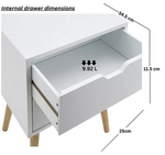 GFW Nyborg 2 Drawer Bedside Table White | Bedroom Nightstand Storage Furniture