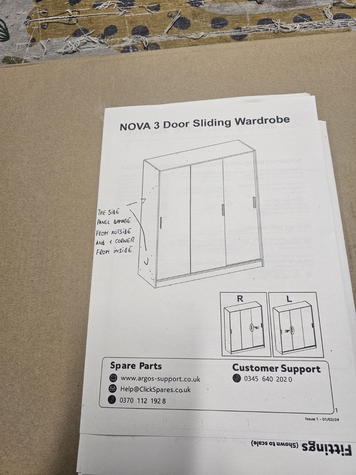 Home Nova 3 Door Sliding Wardrobe - White (B Grade)