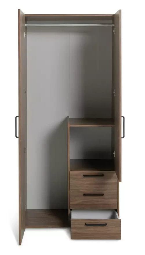 Oldham 2 Door 3 Drawer Wardrobe - Walnut ( B Grade )