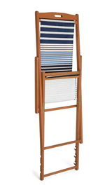 Folding Wooden Garden Deck Chair Blue | Outdoor Patio Reclining Chair Furniture