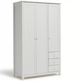 Home Scandinavia 3 Door 3 Drawer Wardrobe White | Large Bedroom Storage Unit