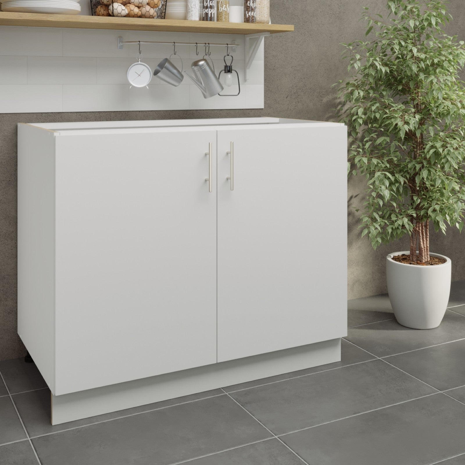 JD Greta Adjustable Legs Kitchen Base Unit 1000mm - White Matt A-
