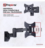 ProperAV PB093 Tilt and Swivel 23-46 Inch TV Wall Bracket | Adjustable Televisio