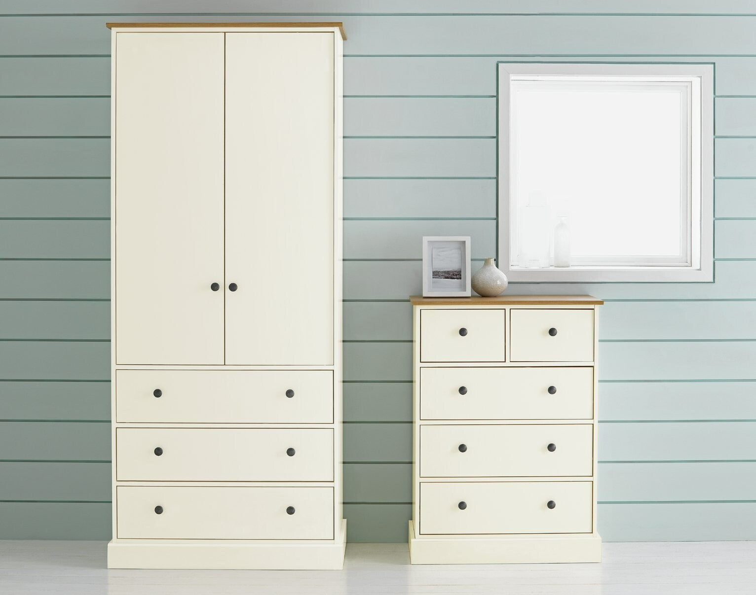 Kensington 5 Drawer Chest - Oak & Ivory