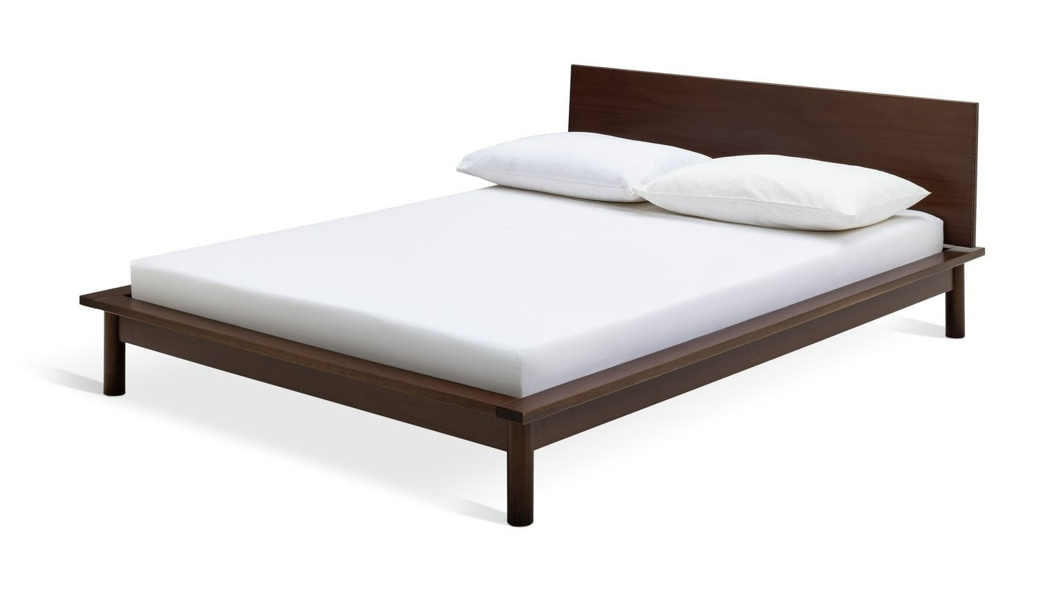 Akio Double Wooden Platform Bed Frame - Walnut | Platform bed frame double