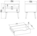 Tvilum 0slo 1 Drawer Bedside Table - White & Oak