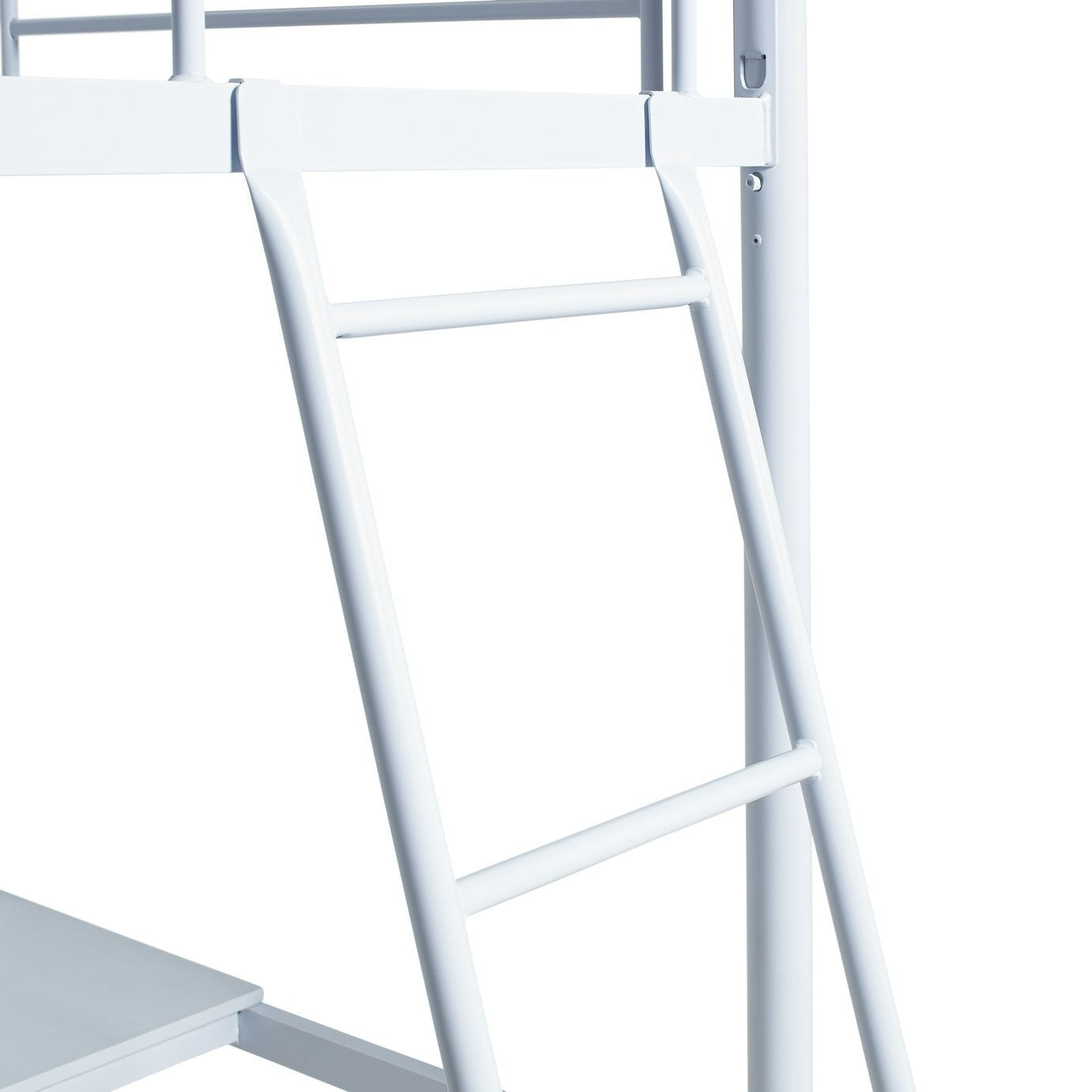 Riley High Sleeper Metal Bed Frame & Desk-White | Teen Bedroom High Sleeper Bed