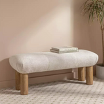 May Boucle Bench White | Upholstered Bedroom Bench Seat