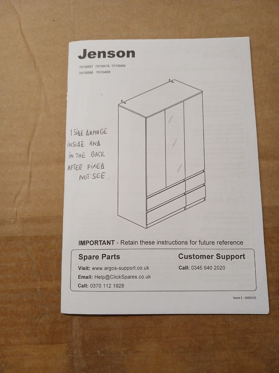 Home Jenson 3 Door Mirror Wardrobe - Matte White (B Grade 1106.)