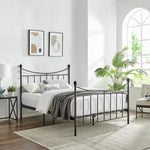 Clara Kingsize Metal Bed Frame Black | Traditional Metal Bed with Sprung Slats