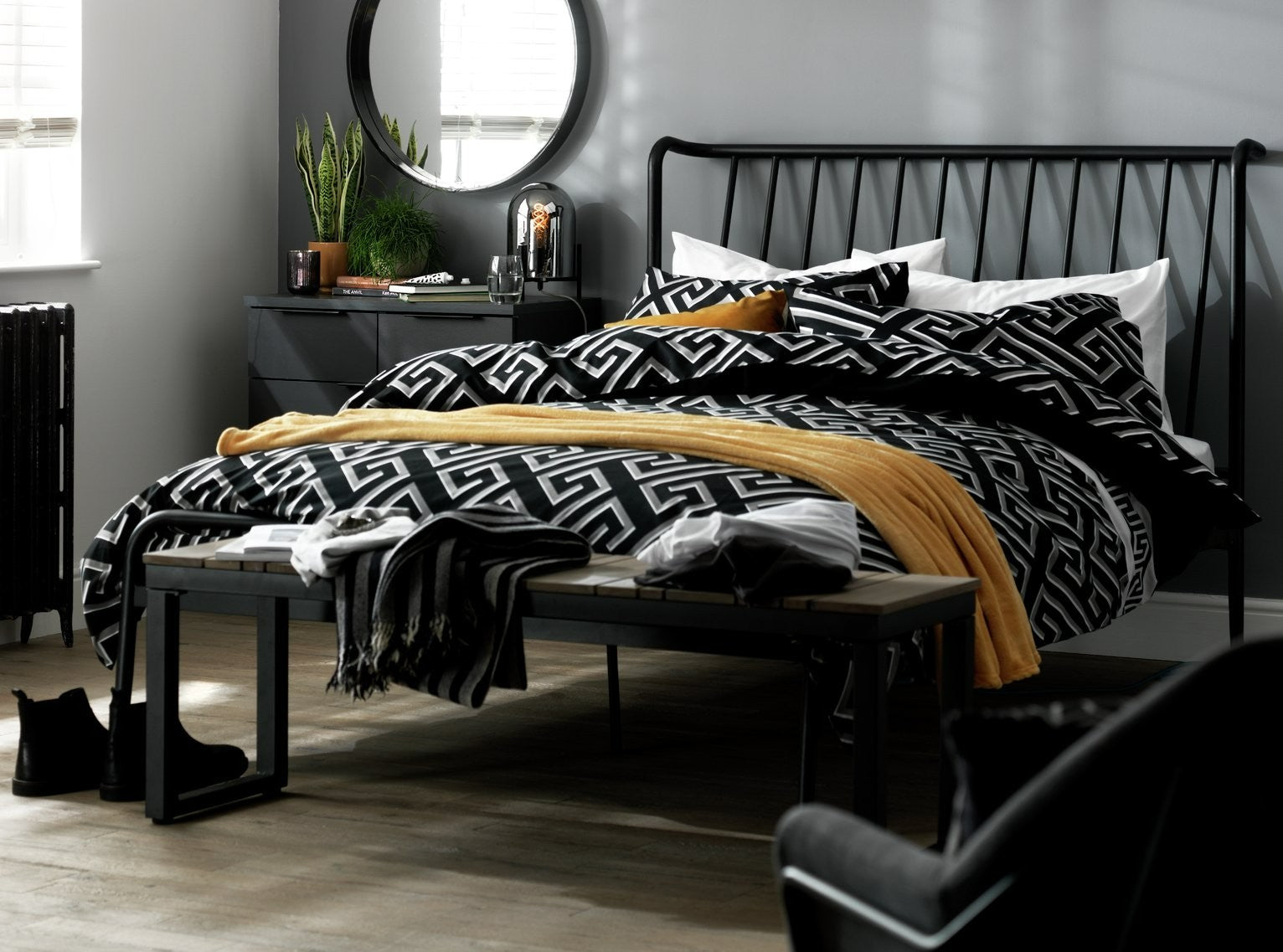 Kanso Double Metal Bed Frame - Black | Industrial Bedroom Vibe