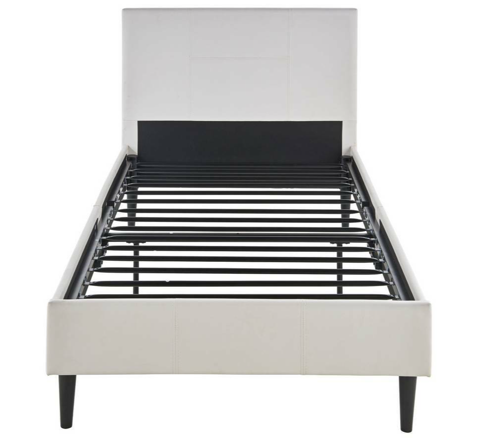 Skylar Single Bed Frame - White with Memory Foam Mattress | Modern Bedroom Set