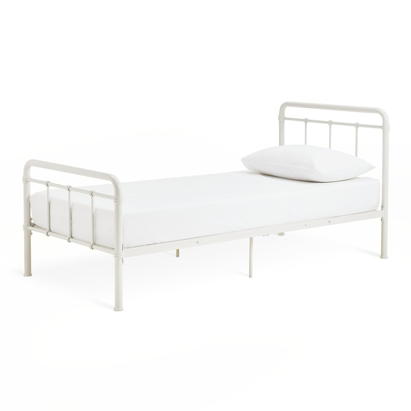 Kids Agnes Metal Single Bed Frame - White | Durable Sleep Support