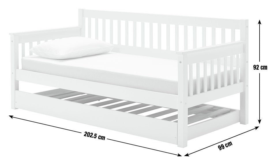 Home Aspley Trundle Day Bed - White | Compact Spare Room Setup