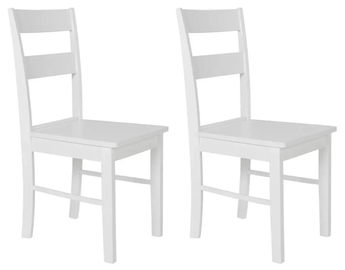 Chicago Pair of Solid Wood Dining Chair - White ( B Grade )