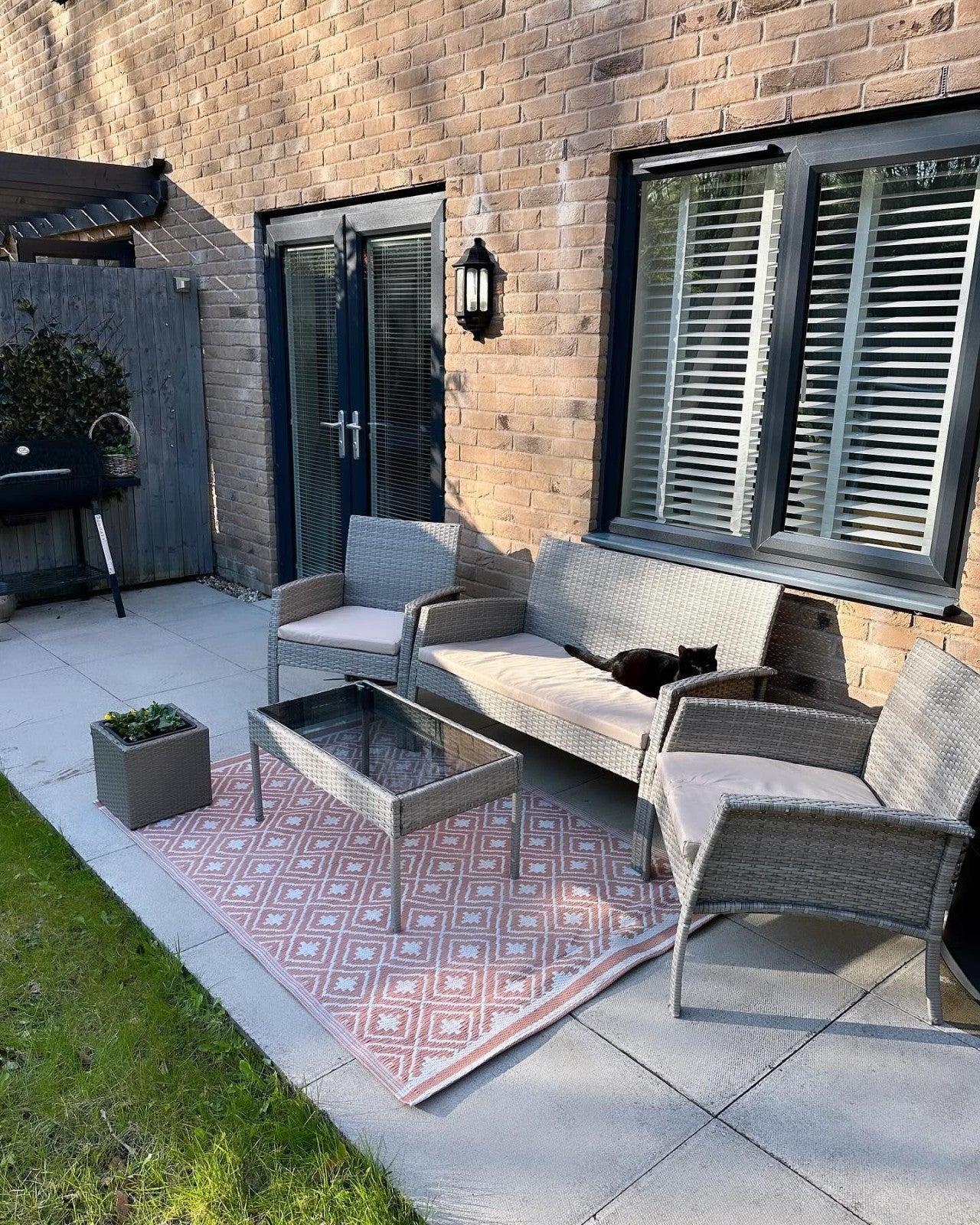 Home Lucia 4 Seater Rattan Effect Garden Sofa Set | Outdoor Patio Lounge