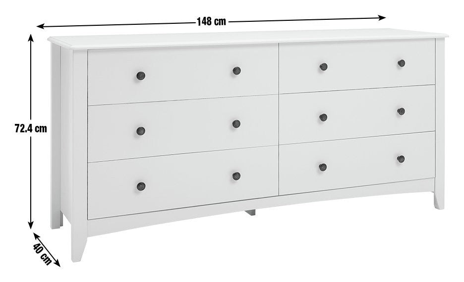Minato 6 Drawer Chest - White | Modern Everyday Storage