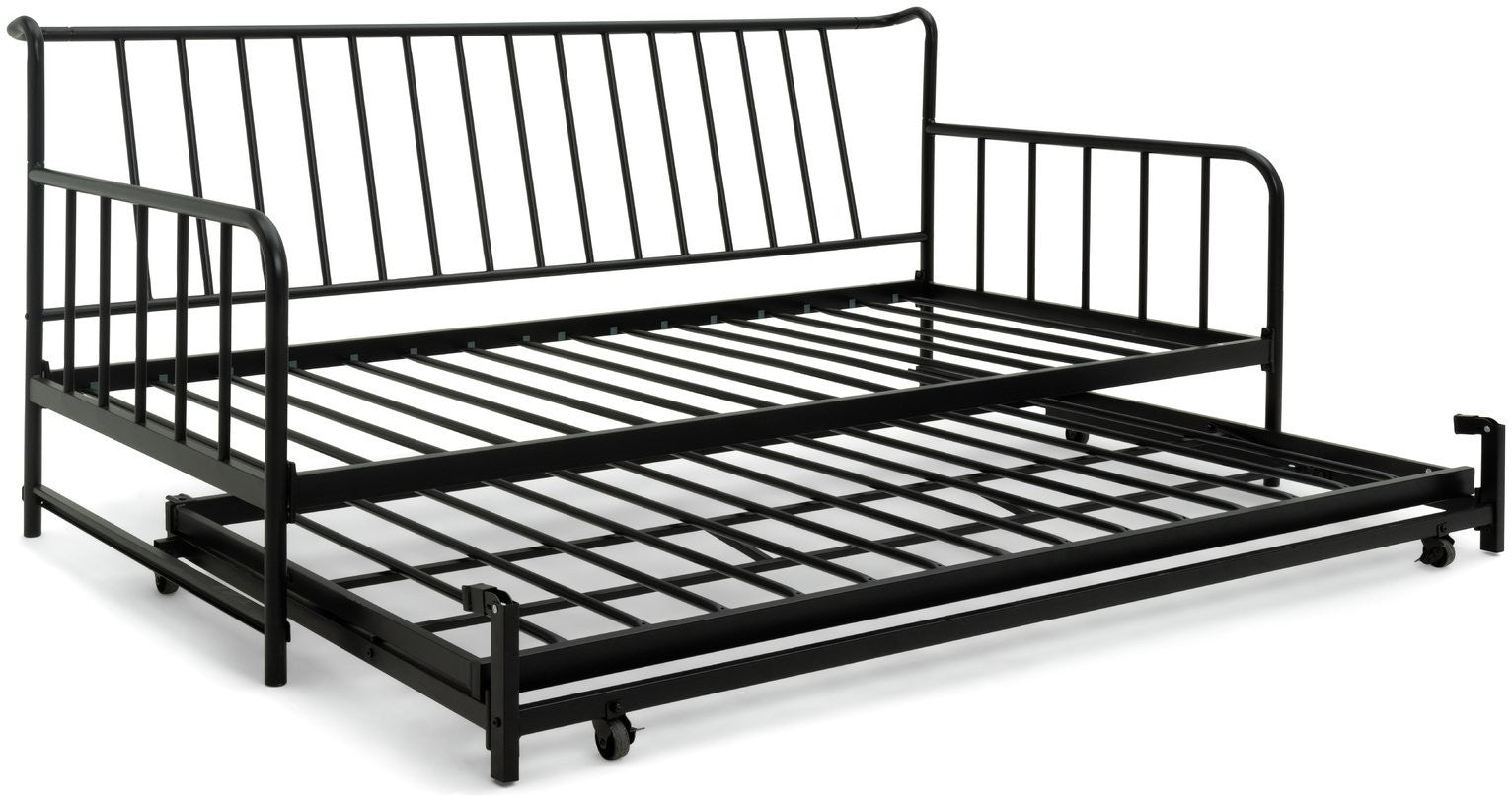 Kanso Metal Guest Bed with Trundle - Black | space-saving guest bed