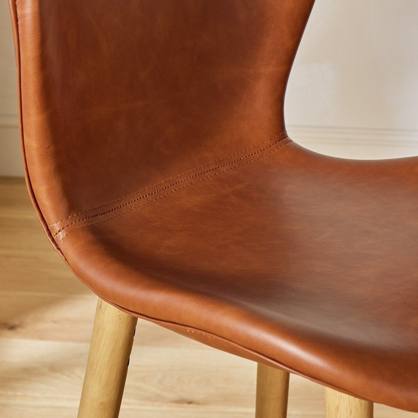 Etta Pair of Faux Leather Bar Stool - Brown | Kitchen Breakfast Chairs
