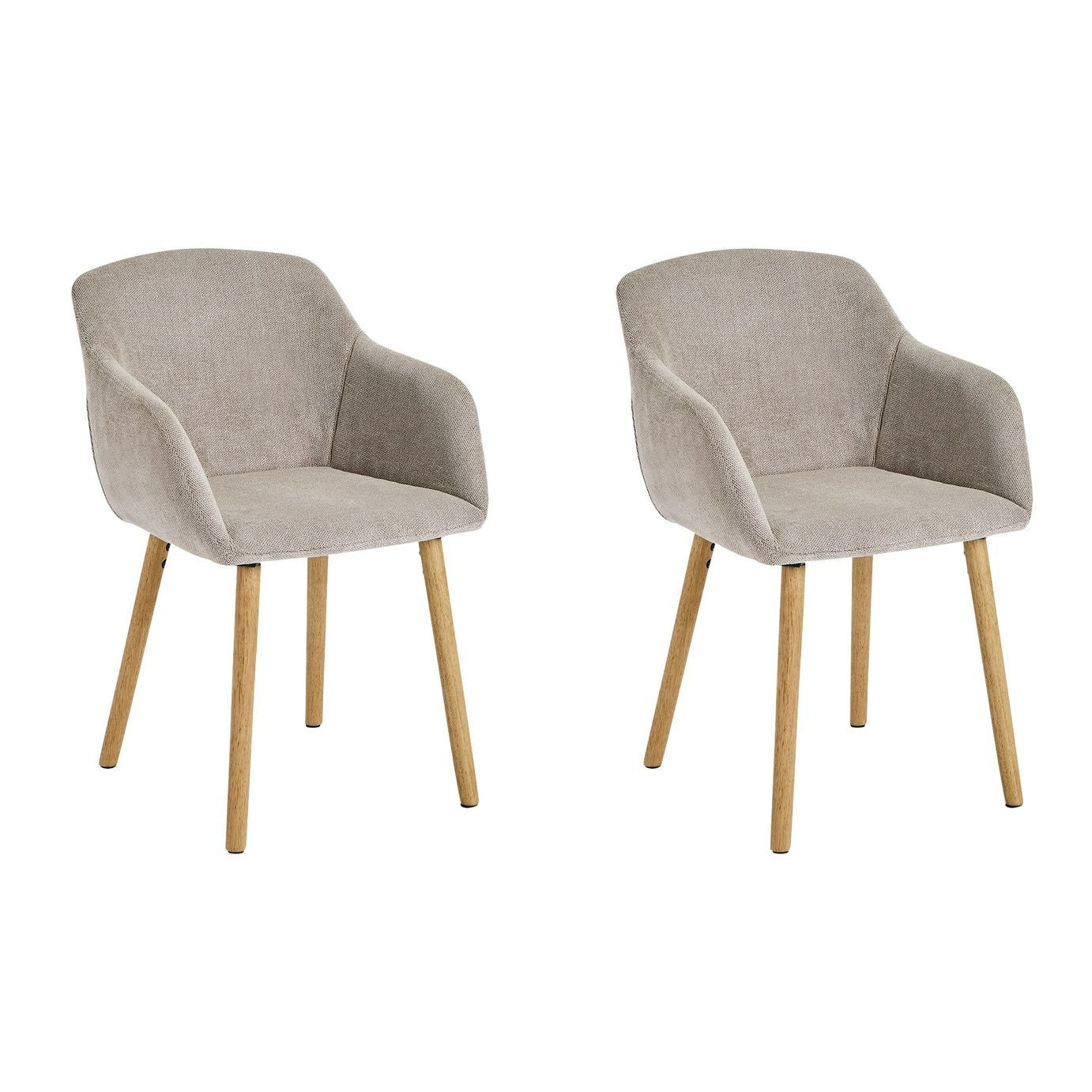 Home Alarik Pair of Fabric Dining Chairs - Natural | Kitchen Table Chair Set